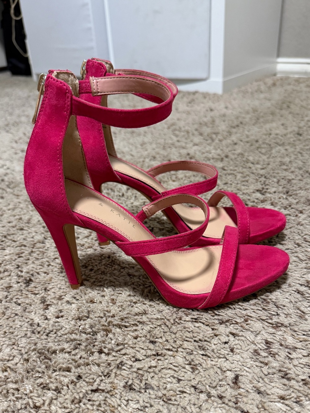 Kelly & Katie Hot Pink Strappy Ankle-Zip Heels